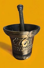 Vintage 1976 Bicentennial Celebration Brass Mortar & Pestle Rx Pharmacy picture