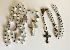Two Small Delicate Vtg Rosaries White Beads Germany Italy - please note sizes picture