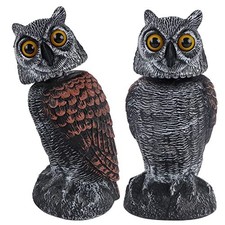 Hausse 2 Pack Fake Owl Decoys to Scare Birds Away, Rotating Head Plastic Owl Bir picture
