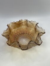 STUNNING Vintage Dugan Marigold Carnival Glass Mermaid Fish Scale & Beads Bowl picture