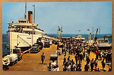 Santa Catalina California Passenger Ship People on Dock Postcard c1950 picture
