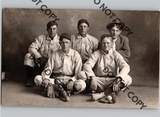 c1910 Lamar Baseball Team Five Players Uniforms Colorado CO RPPC Real Photo Post picture