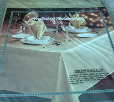 VTG 1993 Holiday 60” X 84” Shiny Gold Lame Oblong Tablecloth Retro MCM NIP picture