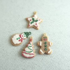 Dollhouse Miniature Christmas Tree Ornaments Frosted Holiday Cookies Charms picture