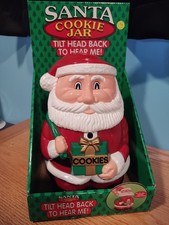 Vintage Fundamental Too Talking Santa Cookie Jar Ho Ho Ho Merry Christmas NIB picture