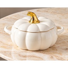 Pfaltzgraff White Pumpkin Casserole 2 Qt NIB | Fall Cottagecore Harvest Elegance picture