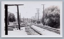 Trolley Photo - Unknown Location Early Streetcar Lines Tracks Stop Sign 1930s picture