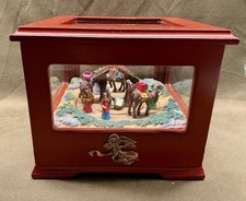 Vintage Gold Label Animated Music Box with Nativity Scene picture