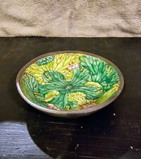 Vintage 1960's Japanese Handpainted  Porcelain Bowl With Pewter Shell picture