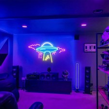 22-Inch UFO Neon Sign - LED Alien Light for Kids Room, Game Room, Party Decor picture
