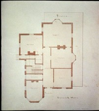 Charles Bulfinch House Architectural Drawing L-Shaped Piazza 1830s Plans picture