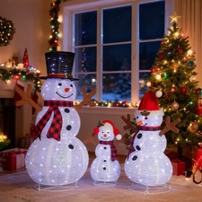 47in Christmas Lighted Snowman Family Pop-Up for In/Outdoor Holiday Decorations picture