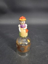 Vintage Goebel Porcelain Hand-Painted Orange Hat Girl on Gold-Etched Glass Bell picture