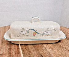  Vintage Marmalade Geese Covered Butter Dish Stoneware Grandmacore Cottagecore picture