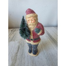 Vintage scf teena flanner Cannon falls Santa glitter statue tree Victorian picture