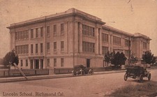 Richmond California CA Lincoln School Antique Automobile c1916 Vtg Postcard K15 picture