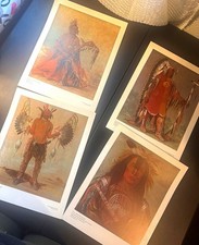 Vintage 1965 Smithsonian George Catlin Native American Art Prints Lot P65 Series picture