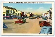 c1920's College Avenue Business Section Cars Ft. Collins Colorado CO Postcard picture