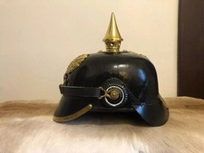 German Pickelhaube Prussian Leather Helmet Imperial Militaria Cap Gift picture