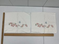 Floral Butterfly Vintage Cotton Hand Embroidered Pillowcases picture