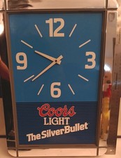 Vintage 1990 Coors Light The Silver Bullet Wall Clock 17”x12” Works picture