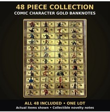 Rare 48pc HUGE Set 24k Gold Foil Plated Marvel Super Hero Banknote picture