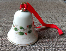 Royal Limited Holly Berry Porcelain Christmas Bell Ornament Gold Trim 2.75