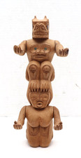 ATQ carved Tlingit Haida totem pole antique pacific vtg tribal BEAR WOMAN Figure picture