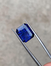 5 Ct Lab Grown Blue Sapphire Fantasy Cut Loose Gemstone, 5 Crt Emerald Shape . picture