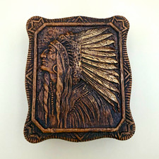 Vintage 1950s Syroco Native American Chief Trinket Box Souvenir Collectible  picture