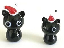 Mini Miniature Glass Black Cat Figurine w/Red Hat Pick 1 Design picture