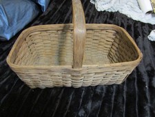 Vintage Woven Wooden Wicker Basket with Handle picture