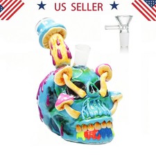 Skull Halloween 6in Glass Bong Water Pipes Smoking Perc Bong + 14mm bowl Hookah picture