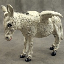 Winged White DONKEY ANGEL Cast Iron MULE STILL BANK STATUE Vintage Style picture