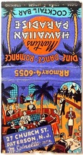 1940s Martin's Hawaiian Paradise Cocktail Bar Matchbook Cover Paterson NJ picture