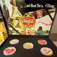 Coca-Cola 2020 5-Piece 1 oz .999 Silver Plated Rounds Set w/ Display Case picture