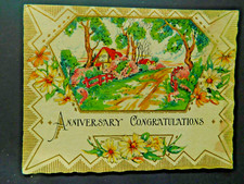 Vintage 1920's Anniversary Card Art Deco Cottage Scene picture