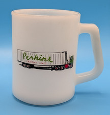 Vintage Perkins Freight Lines Milk Glass Federal Coffee Mug Good Condition picture