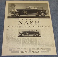1931 Nash 8-80 Convertible Sedan Vintage Large Ad 
