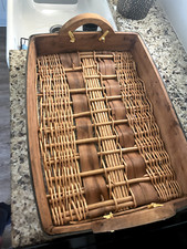 Farmhouse style wood and wicker basket picture