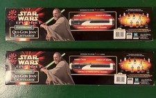 1999 Star Wars Episode 1 Qui-Gon Jinn Electronic Lightsaber Lot of 2 New Boxed picture