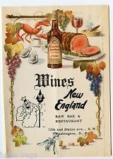 The Christian Brothers, Wines New England Restaurant, Washington DC Ad. Postcard picture