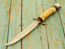 VINTAGE GERMANY STAG ANTLER HUNTING COMBAT SURVIVAL KNIFE GERMAN SHEATH KNIVES picture