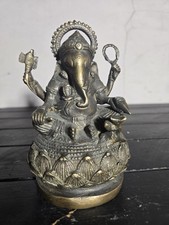 Brass Bronze Ganesh Ganesha Elephant Deity Heavy India 5.5