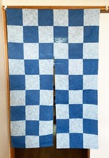 Kyoto Noren Japanese Hanging Door Curtain Linen Ai Indigo dye Ichimatsu check picture
