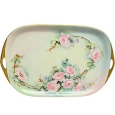Antique Rosenthal Donatello Porcelain Dresser Tray Hand Painted Roses C S Moser picture