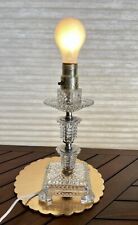 Vintage Hobnail Clear Glass 11.5” Tall Electric Vanity Table Lamp Silver Decor picture
