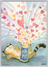 Postcard Cat Hearts Shower Funny Art Sven Hartmann Heye Germany picture