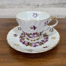 Lefton China Tea Cup And Saucer February Violet #2320 picture