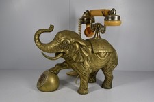Vintage Casablanca Brass Elephant Telephone Rotary Plug-in MCM Parts or Repair picture